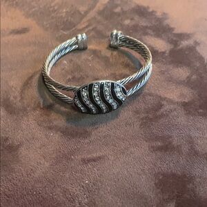 Elegant Silver and Black Cable Bracelet